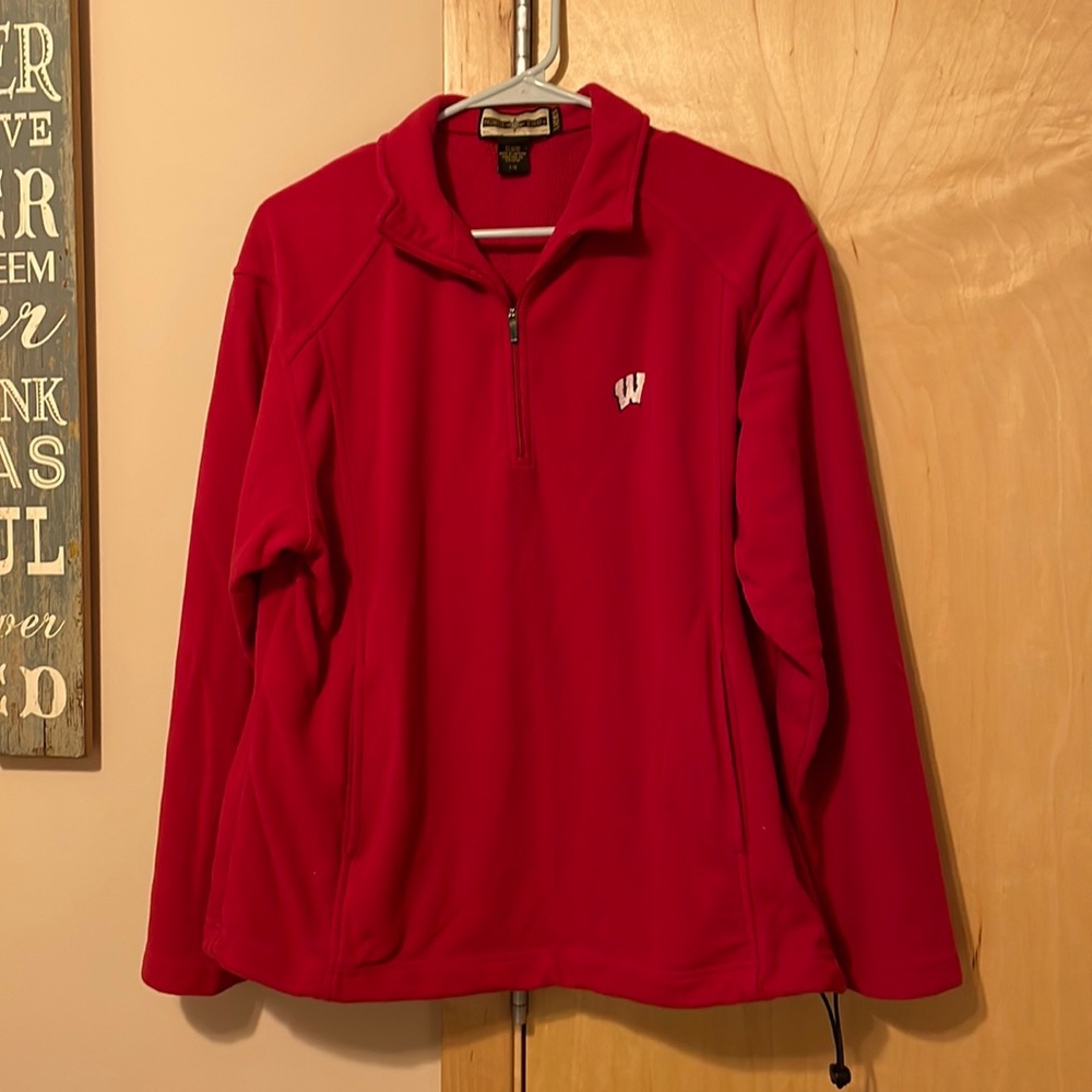 Red fleece Wisconsin Badgers quarter zip